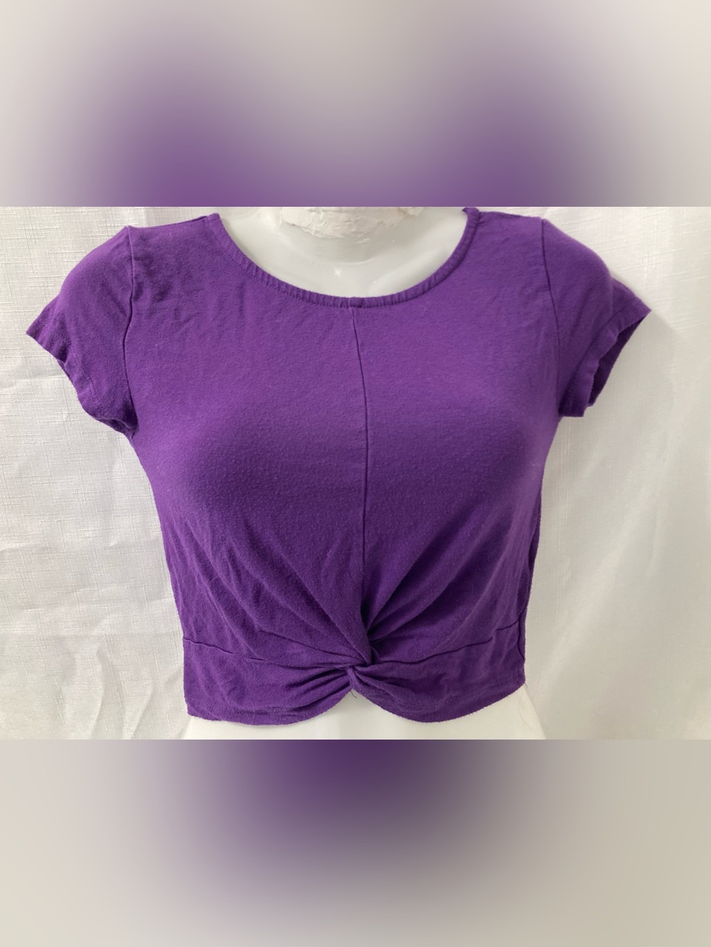 SWS Essentials Purple Twist Front Cropped T-Shirt S